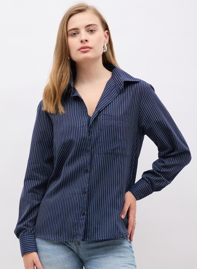 Styli Striped Regular Fit Shirt and Crop Top - Image 1