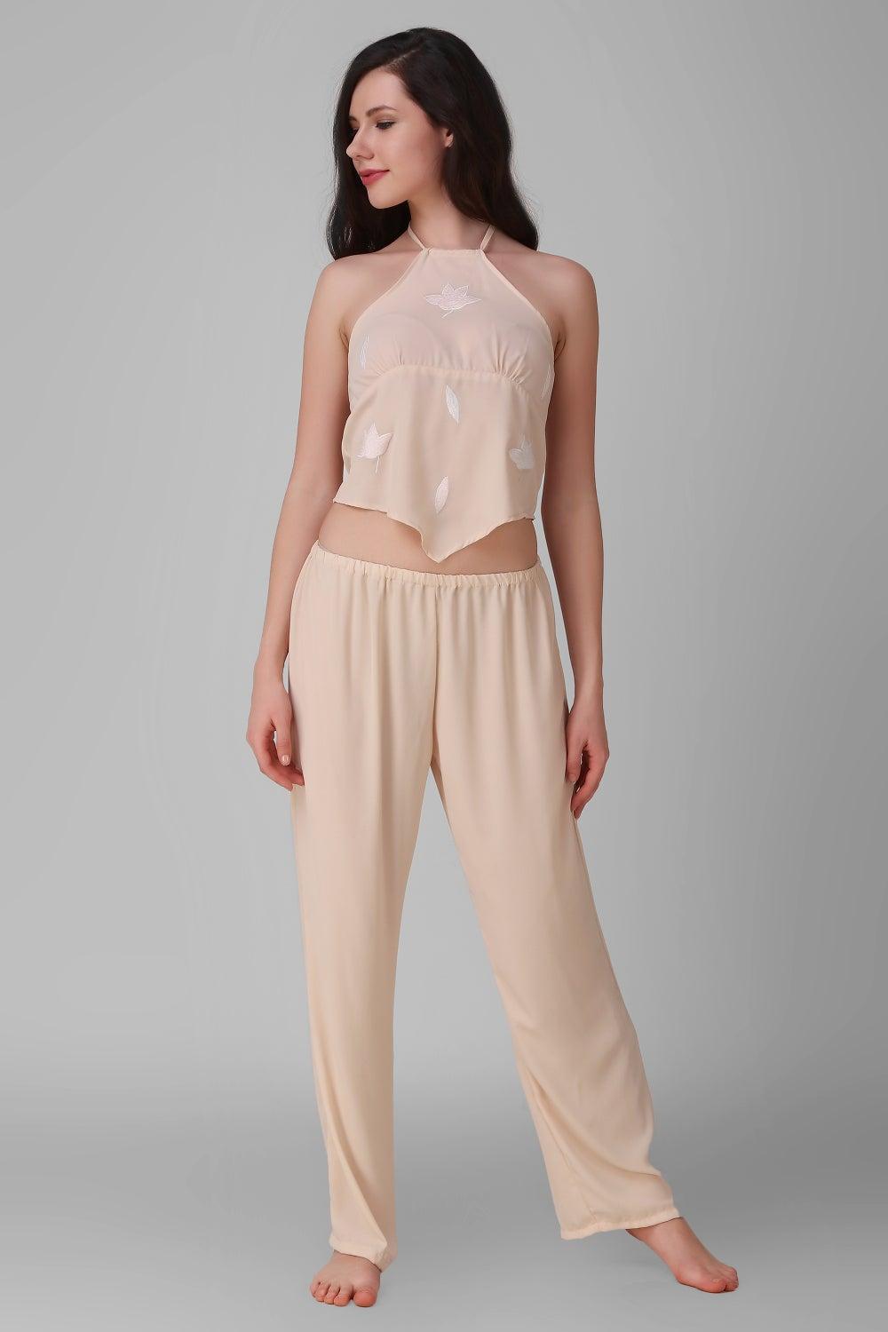 Valerie Embroidered Camisole and Pants Pyjama Set - Image 1
