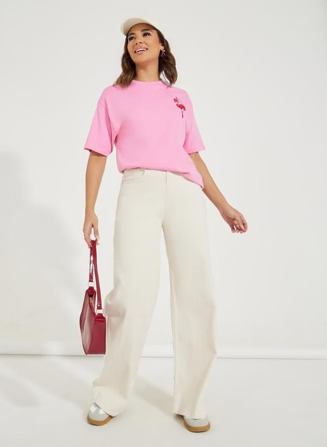 Basic High Rise Full Length Wide Leg Jeans - Image 1