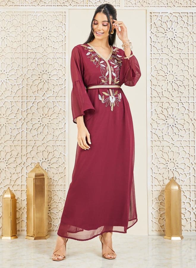 Styli Sequined Beaded Embroidery Kaftan - Image 1