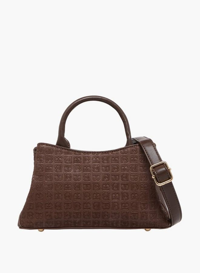 Monogram Embossed Tote Bag with Zip Closure - Image 1