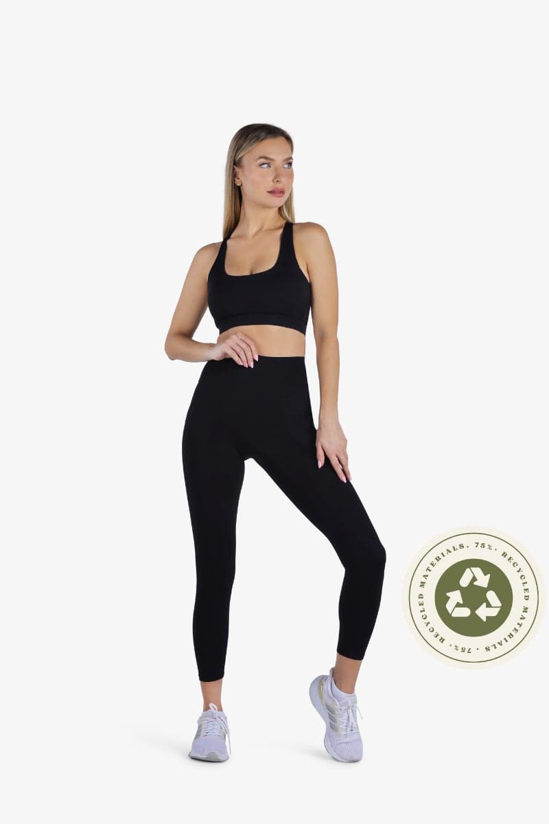 YesEco Black Y-Back Sports Bra, High Support Padded Activewear - Image 1