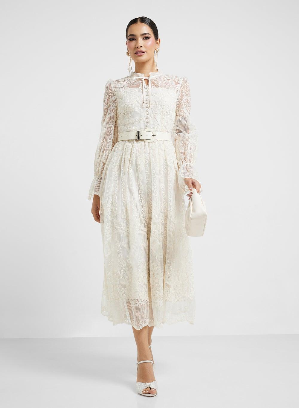 Lace A-Line Midi Dress - Image 1