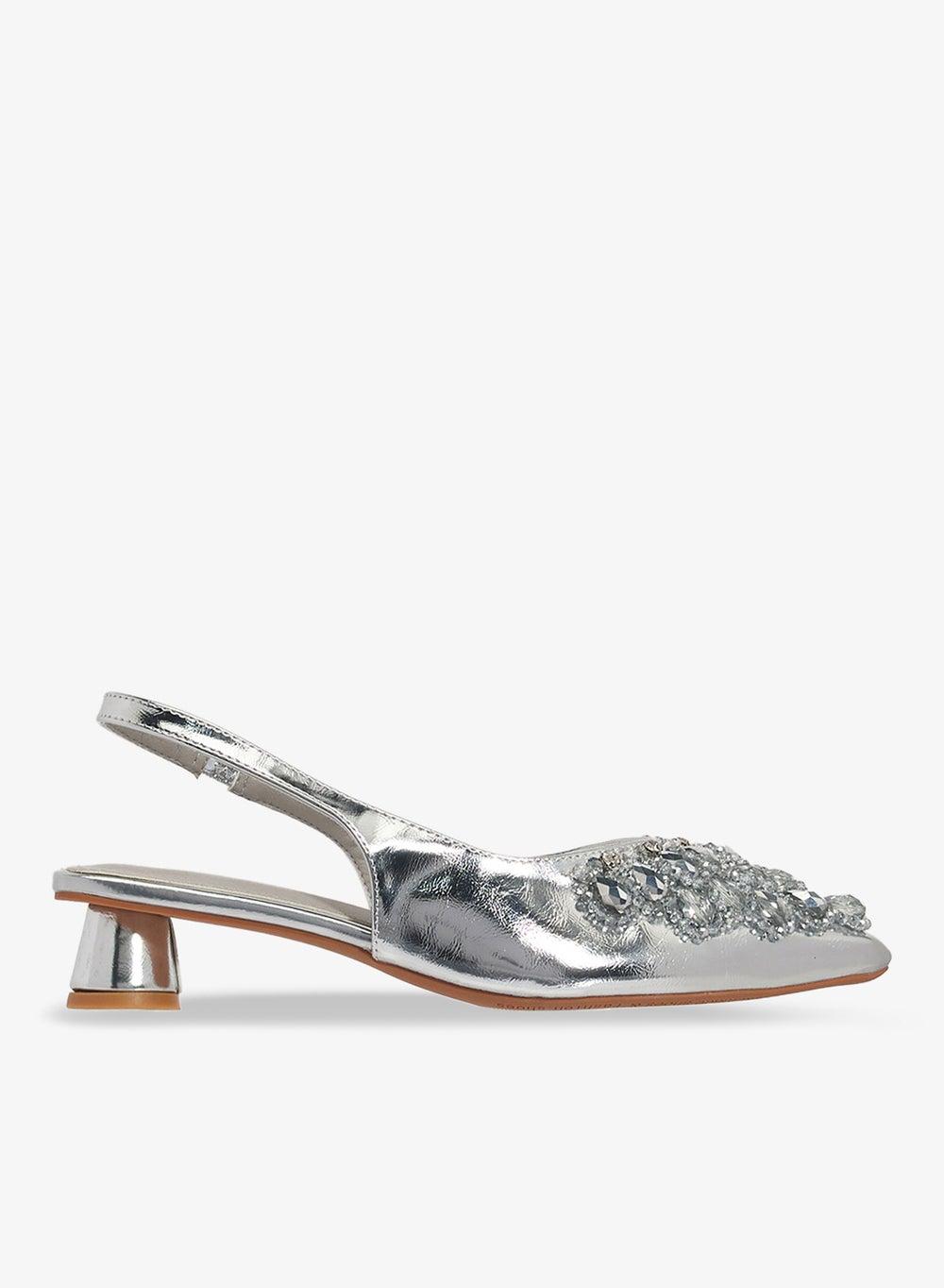 Silver Embellished Detail Pumps - Image 1