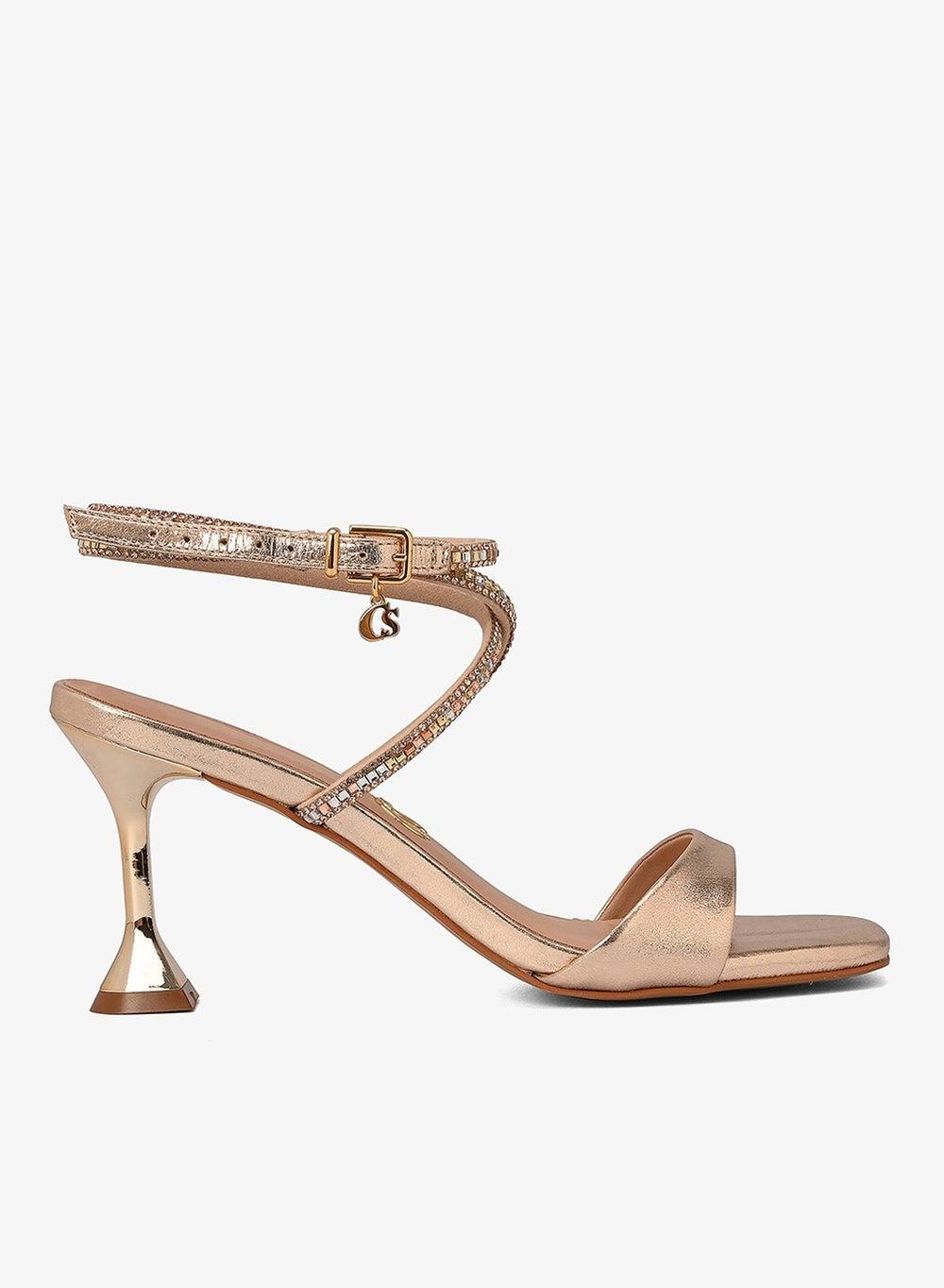 Shine Gold Heeled Sandals - Image 1