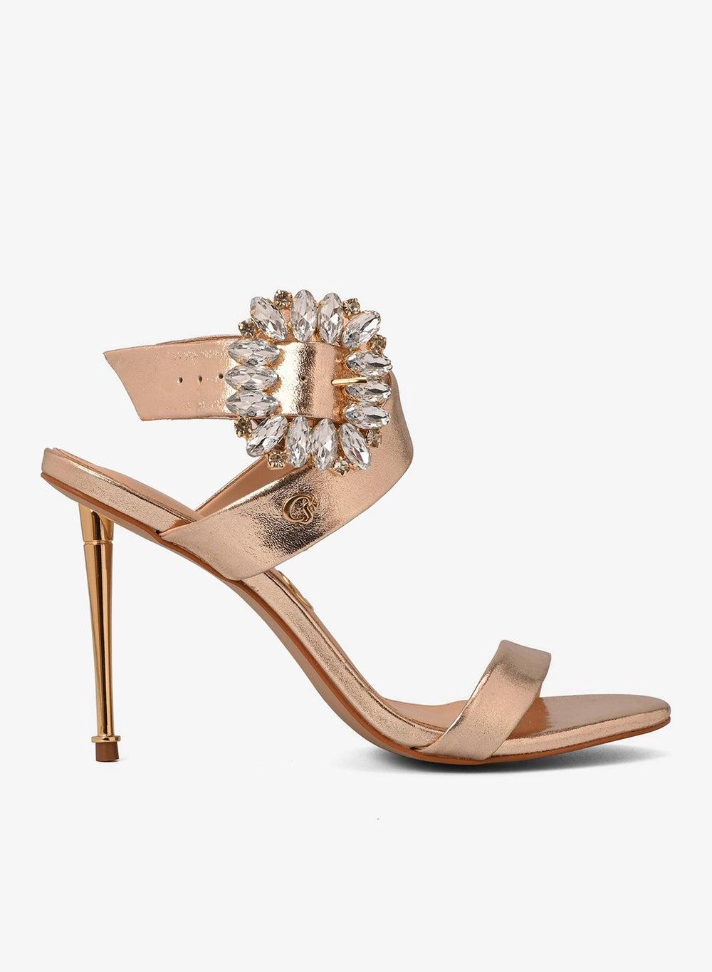 Golden Buckle Heeled Sandal - Image 1