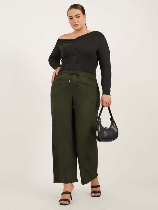Plus Size Belted Straight Leg Tapered Pants - Image 1