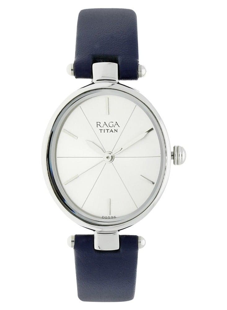 Titan Raga Silver Dial Leather Strap Watch for Women - Image 1