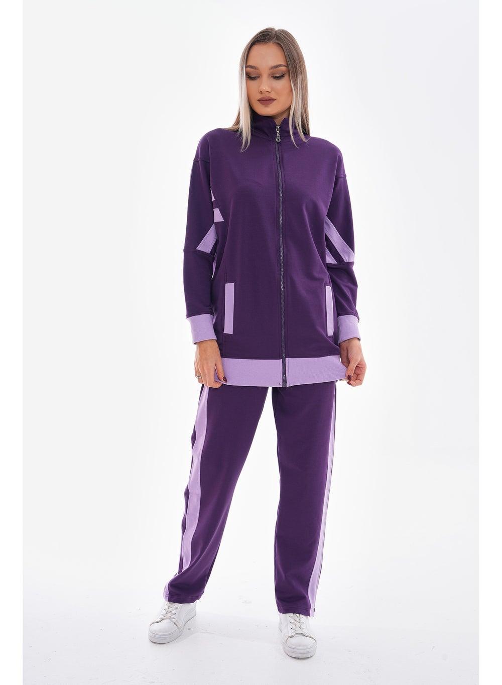 Two-Piece Zippered Tracksuit Set for Women - Image 1