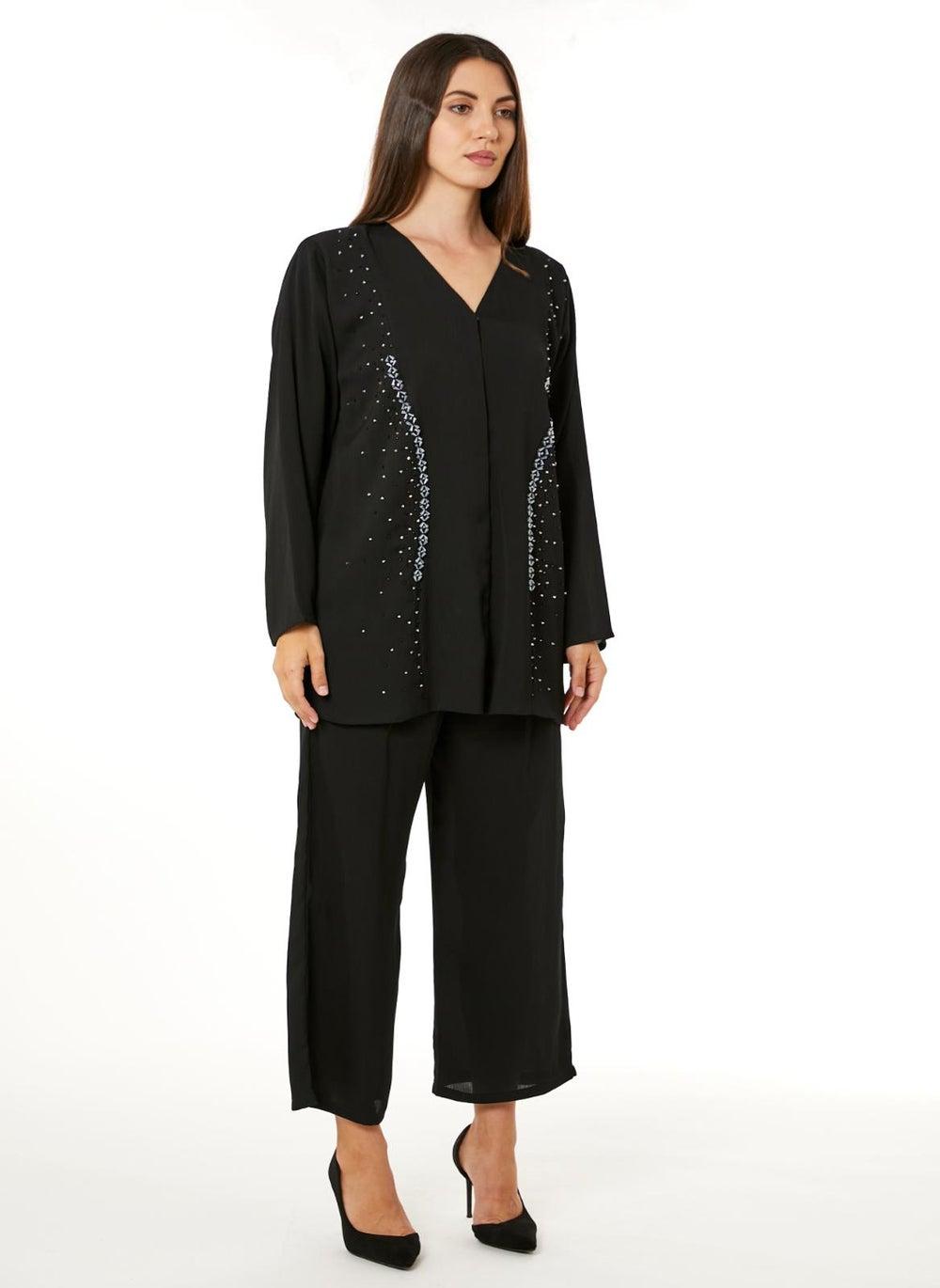 MOiSTREET Black Zoom Hand-Embellished Travel Wear Set - Image 1