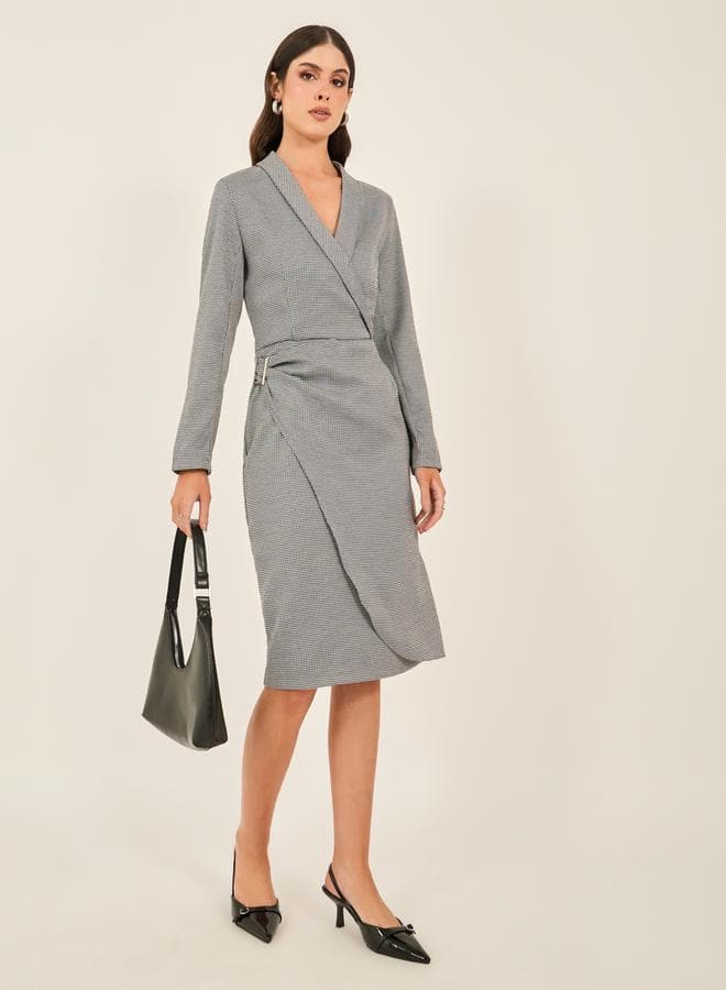 Houndstooth Blazer Midi Dress - Image 1