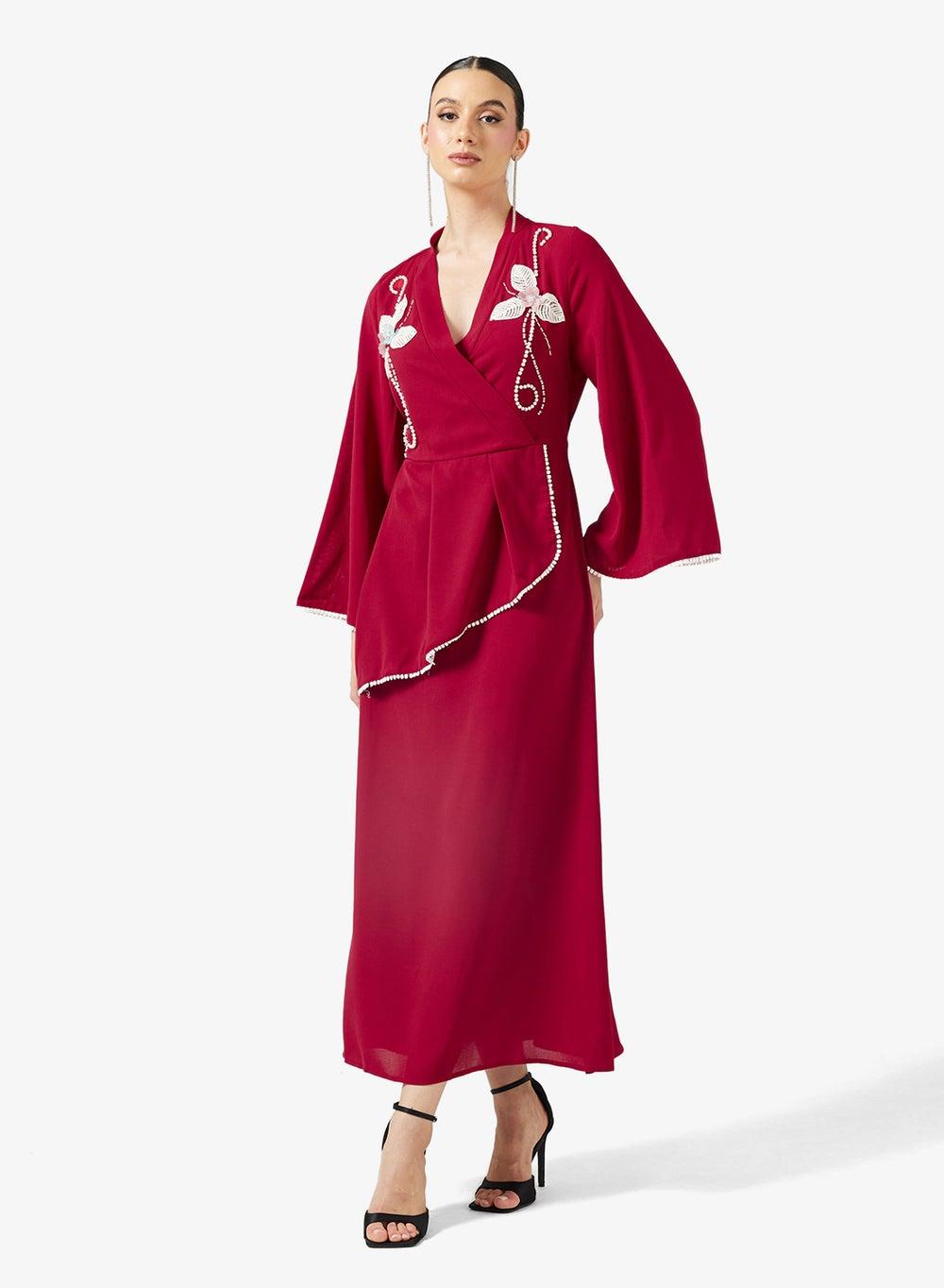 Embroidered A-Line Maxi Dress - Image 1