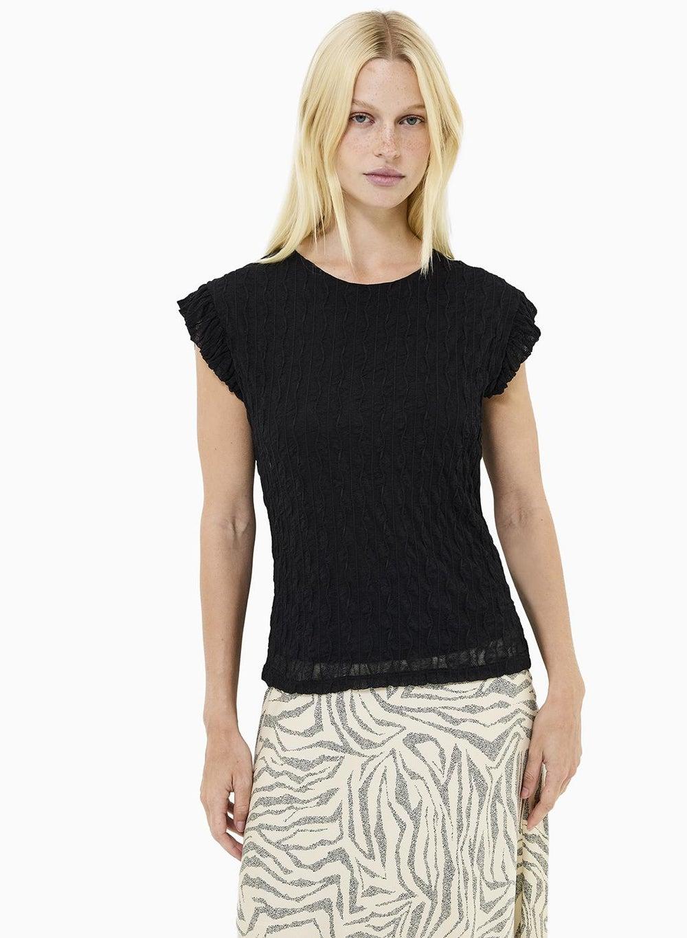 Wanda Textured Jersey Peplum Top - Image 1