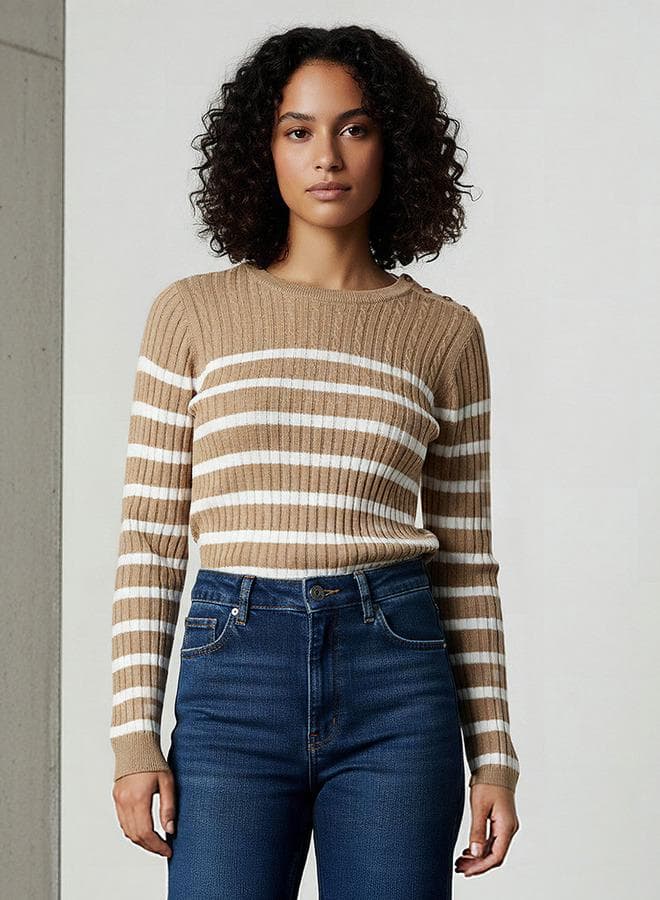 Striped Crew Neck Sweater - Image 1