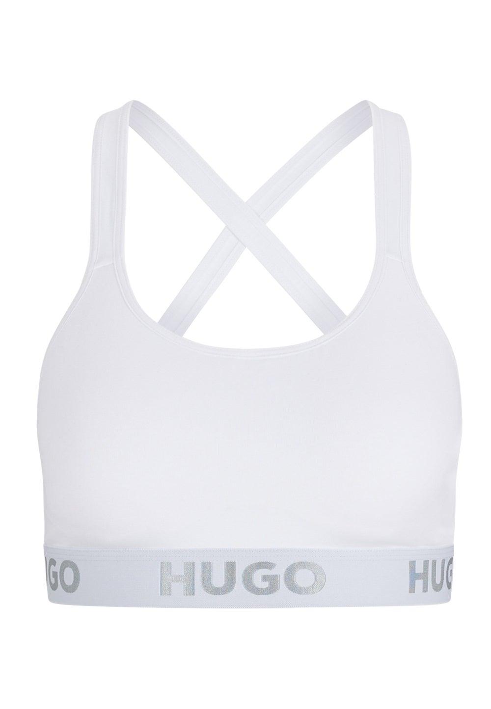 Cross-Back Stretch Cotton Bralette with Logo Band - Image 1