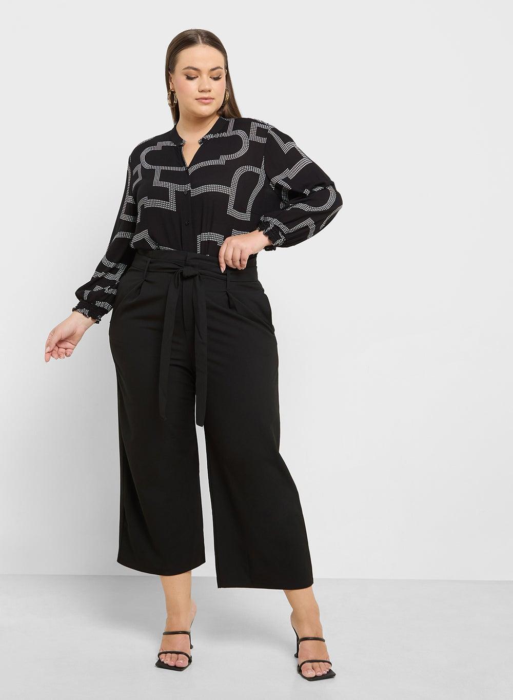 Curve Tie-Waist Culottes with Side Pockets - Image 1