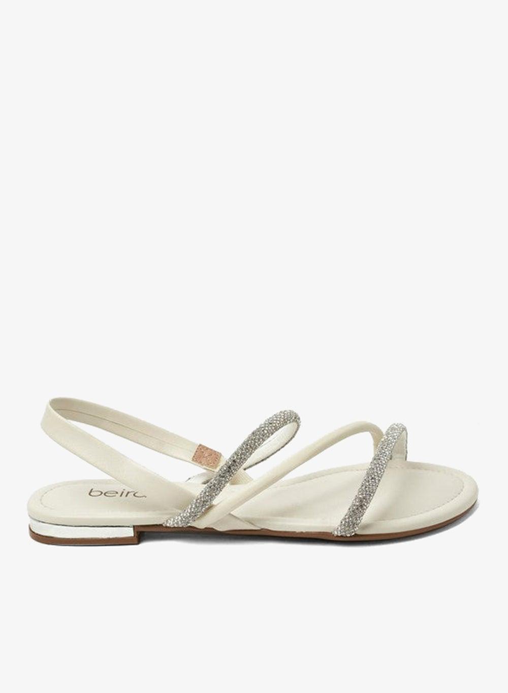 Beira Rio Crystal-Silver Flat Sandals, Made in Brazil - Image 1