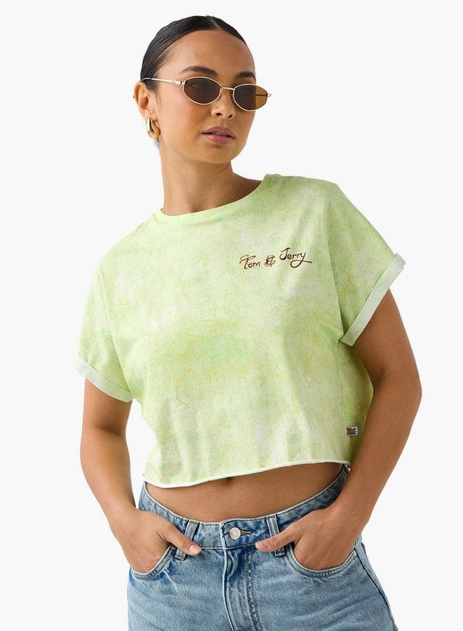 Tom and Jerry Crop T-Shirt with Extended Sleeves - Image 1