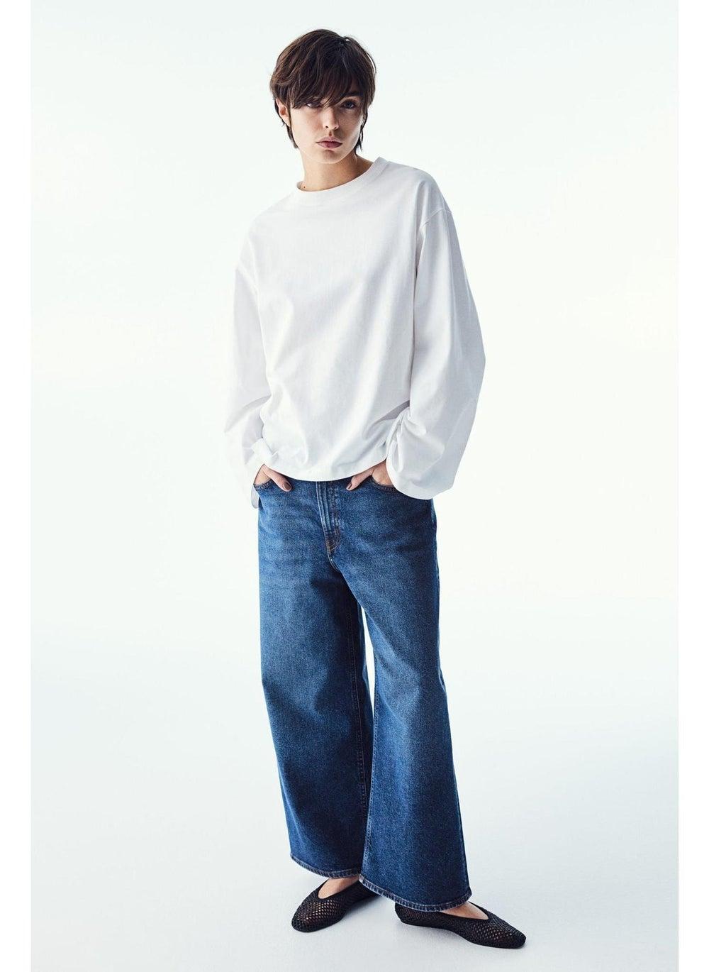 Wide High-Waist Ankle-Length Jeans - Image 1