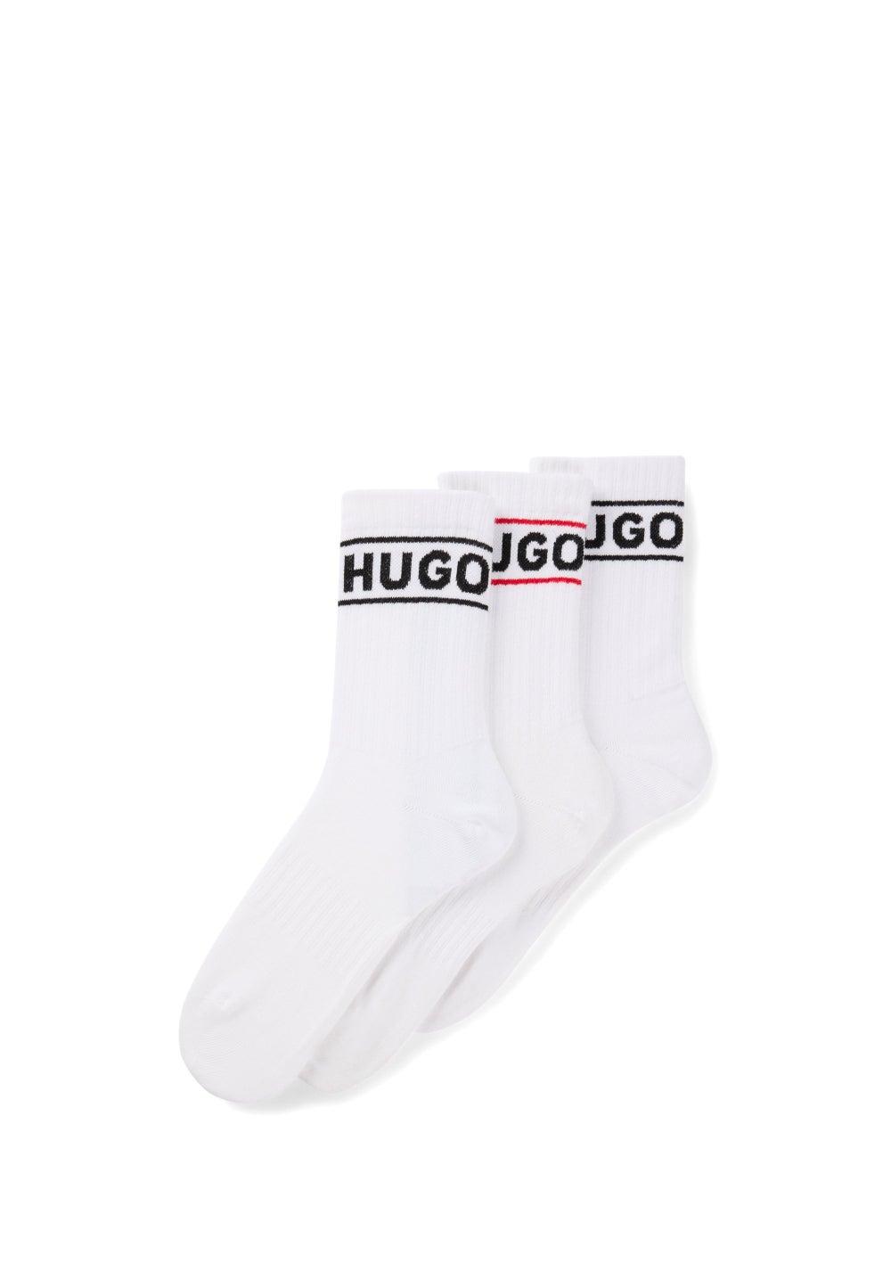 HUGO Three-Pack Quarter-Length Logo Socks - Image 1