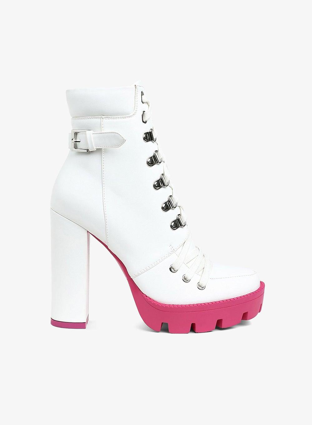 Cushion Collared White Biker Ankle Boot - Image 1