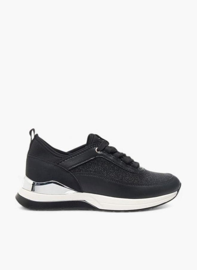 Women’s Glitter Embellished Lace-Up Sneakers - Image 1