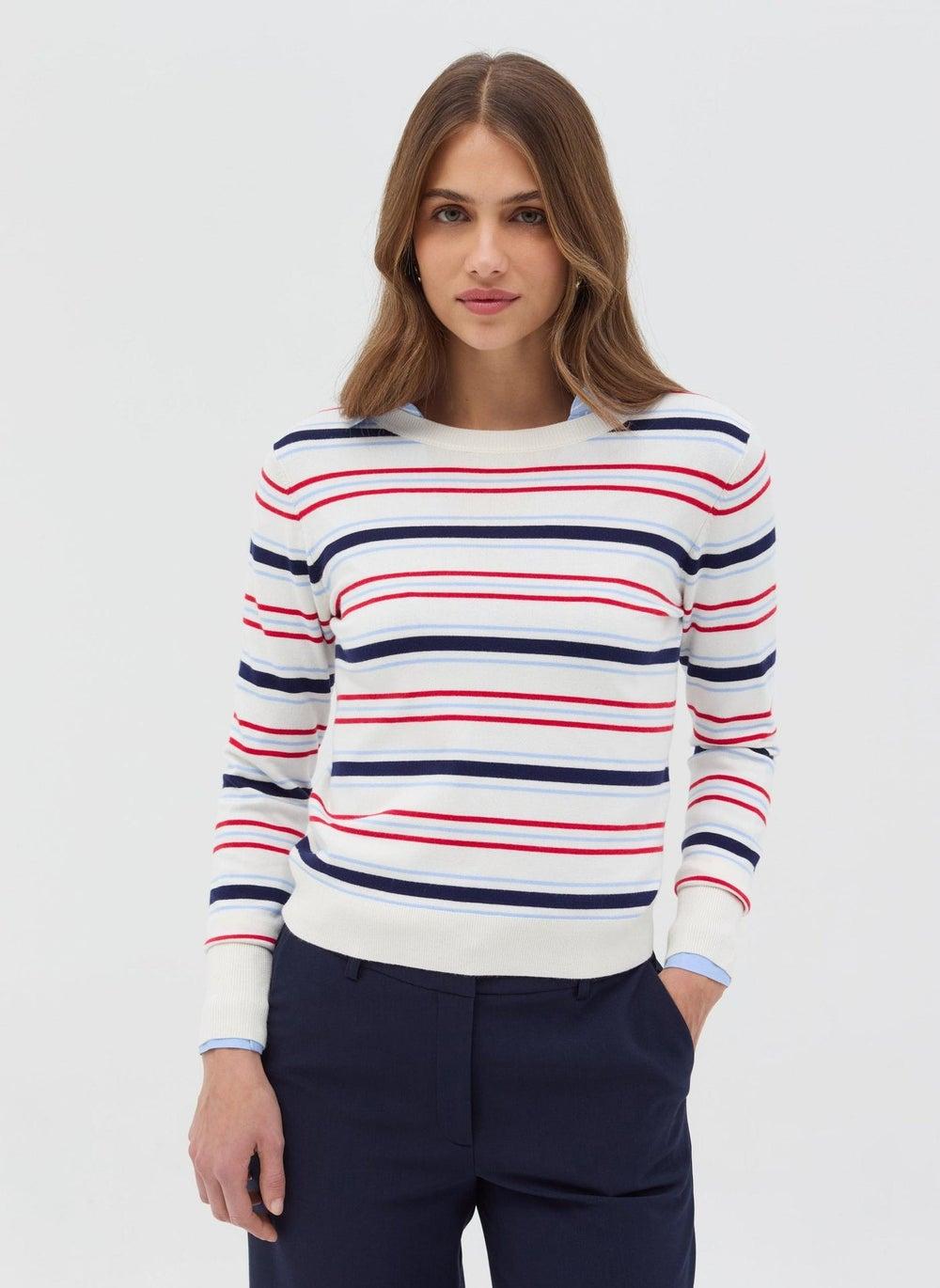 Striped Long-Sleeve Viscose Blend Top - Image 1