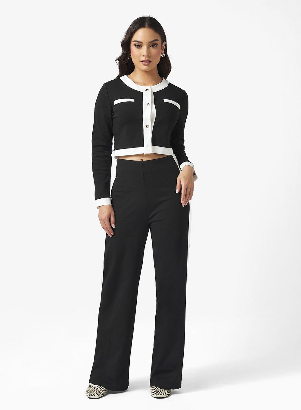 Knitted Classic Contrast Trim Coord Set - Image 1