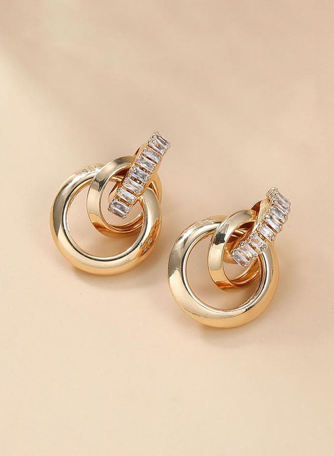 Styli Interlock Embellished Stud Earrings - Image 1