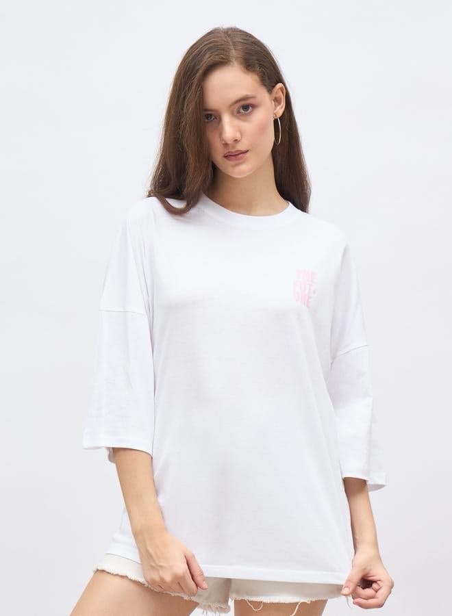 Back Slogan Oversized T-Shirt for Women - Image 1