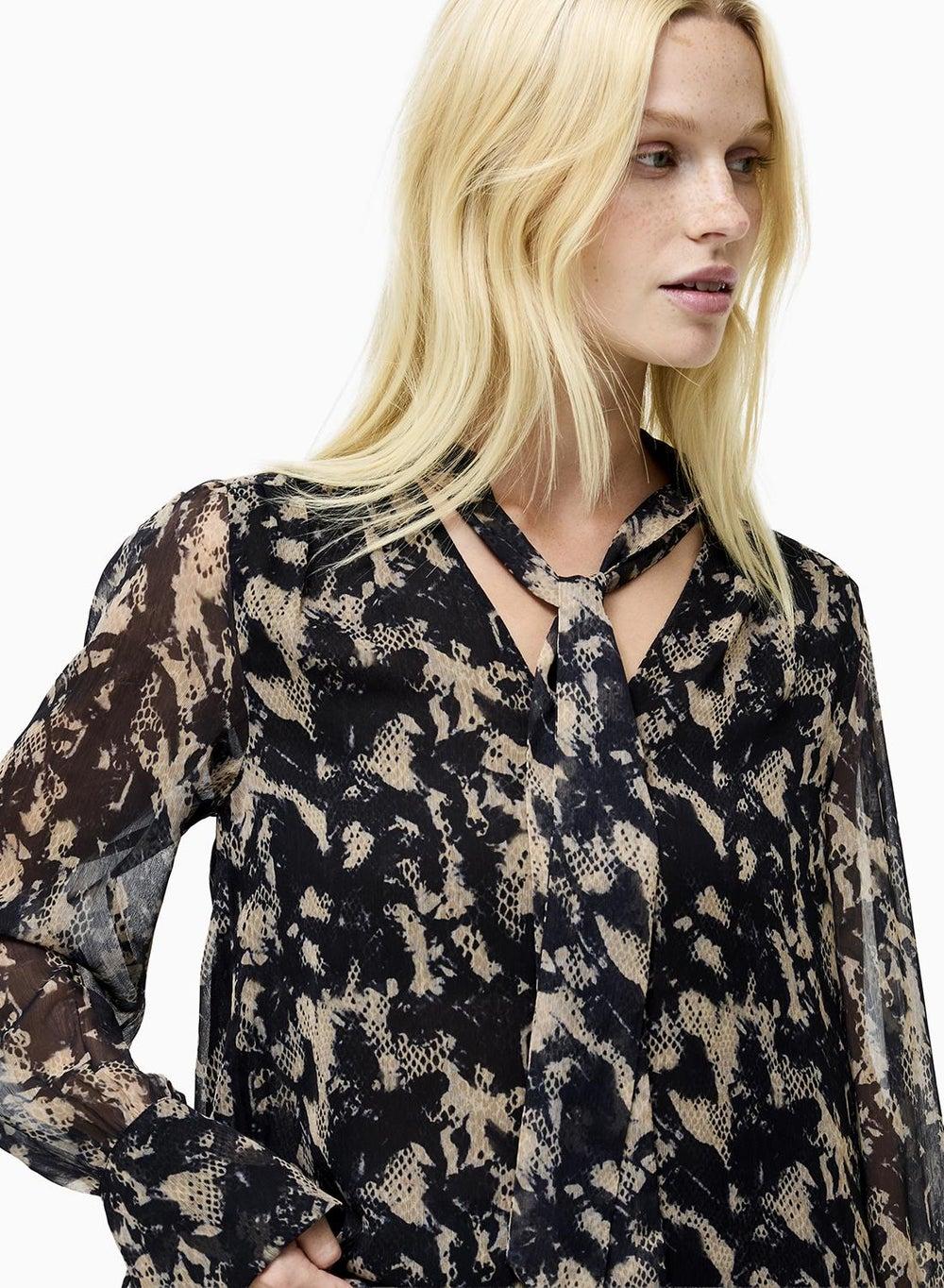 Amelia Hallie Crinkle Tie Neck Blouse - Image 1