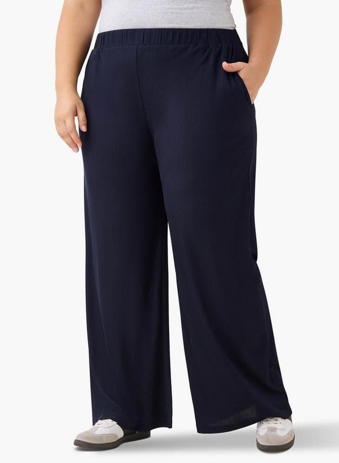 Plus Size Ulla Popken Plisse Wide Leg Pants - Image 1