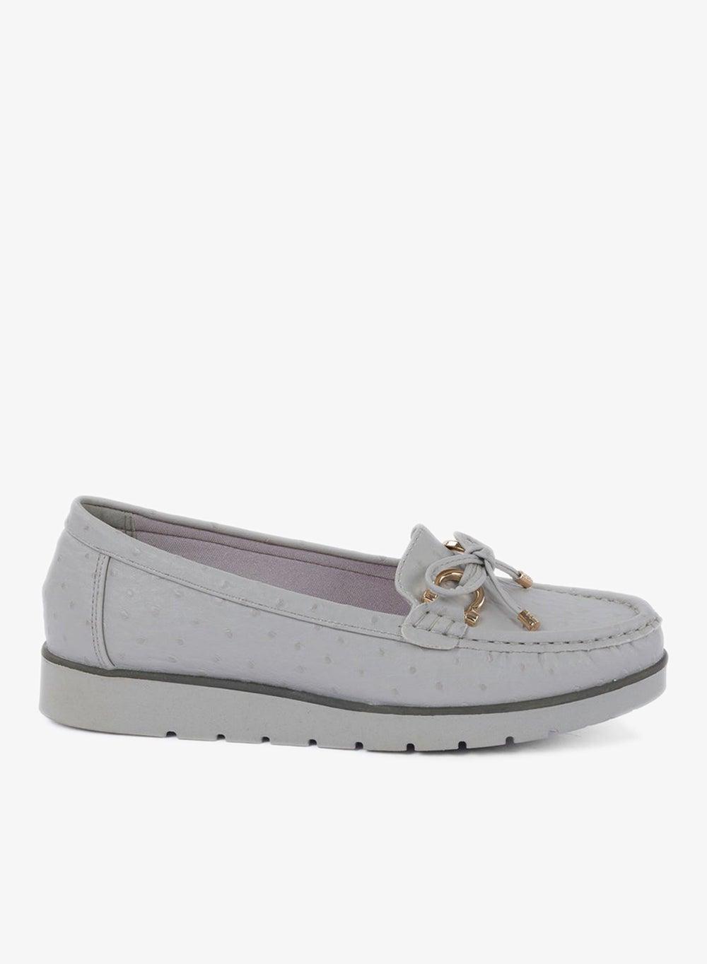 VADEHI-OSTRICH Textured Platform Moccasin Flats - Image 1