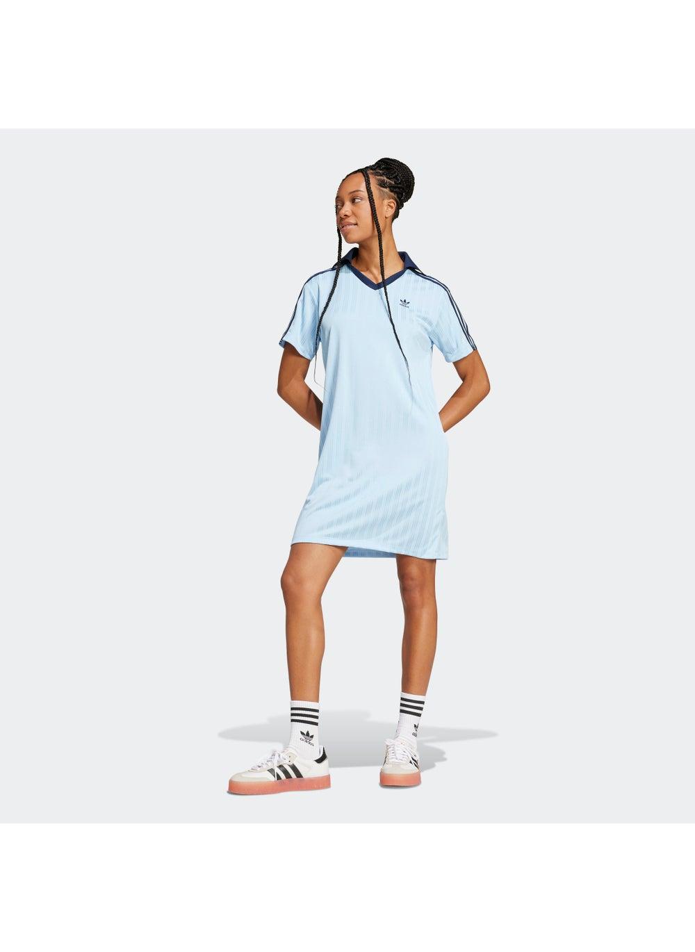 Collared Knit Mini Dress with Contrast Trim - Image 1