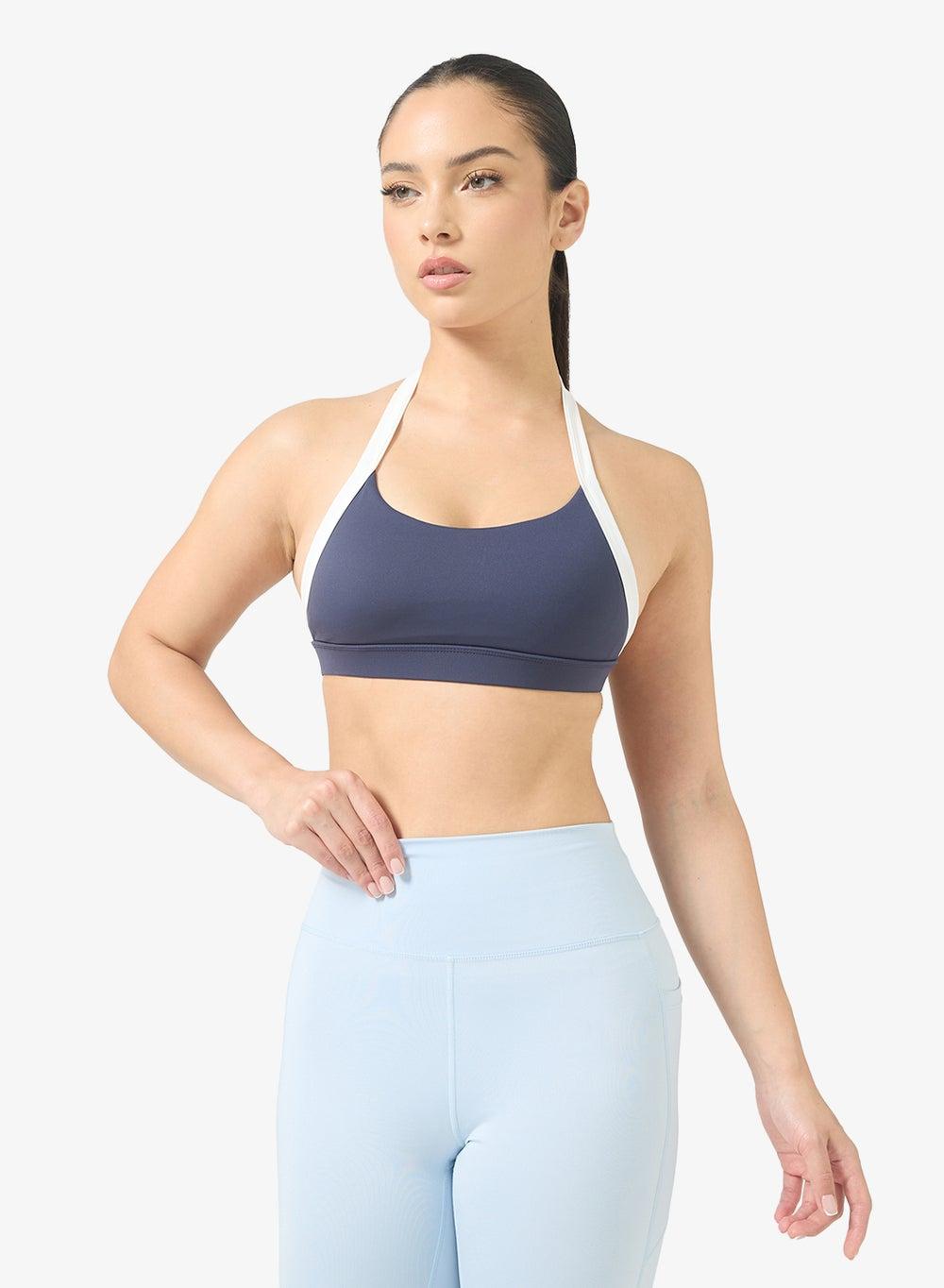 Halter Neck Contrast Trim Sports Bra - Image 1
