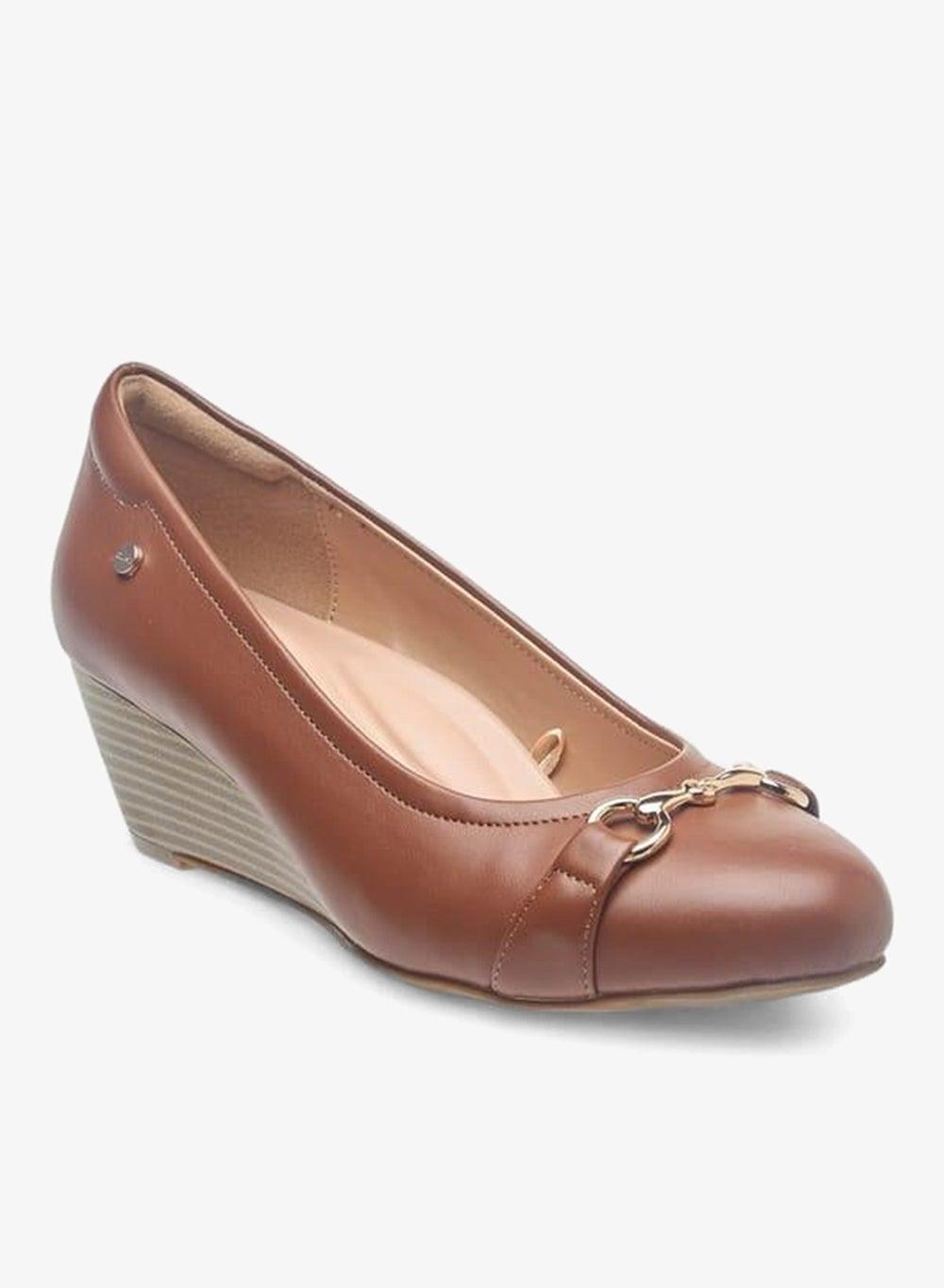 Metal Accent Slip-On Ballerina Wedge Heels for Women - Image 1