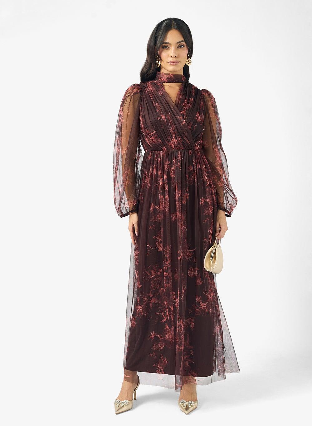 Louisa Mesh Detail Tiered Maxi Dress - Image 1