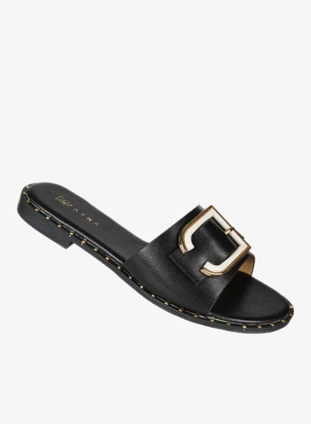 221-38 Zayna Ladies Round Toe Sliders 2A018-2 Black - Image 1