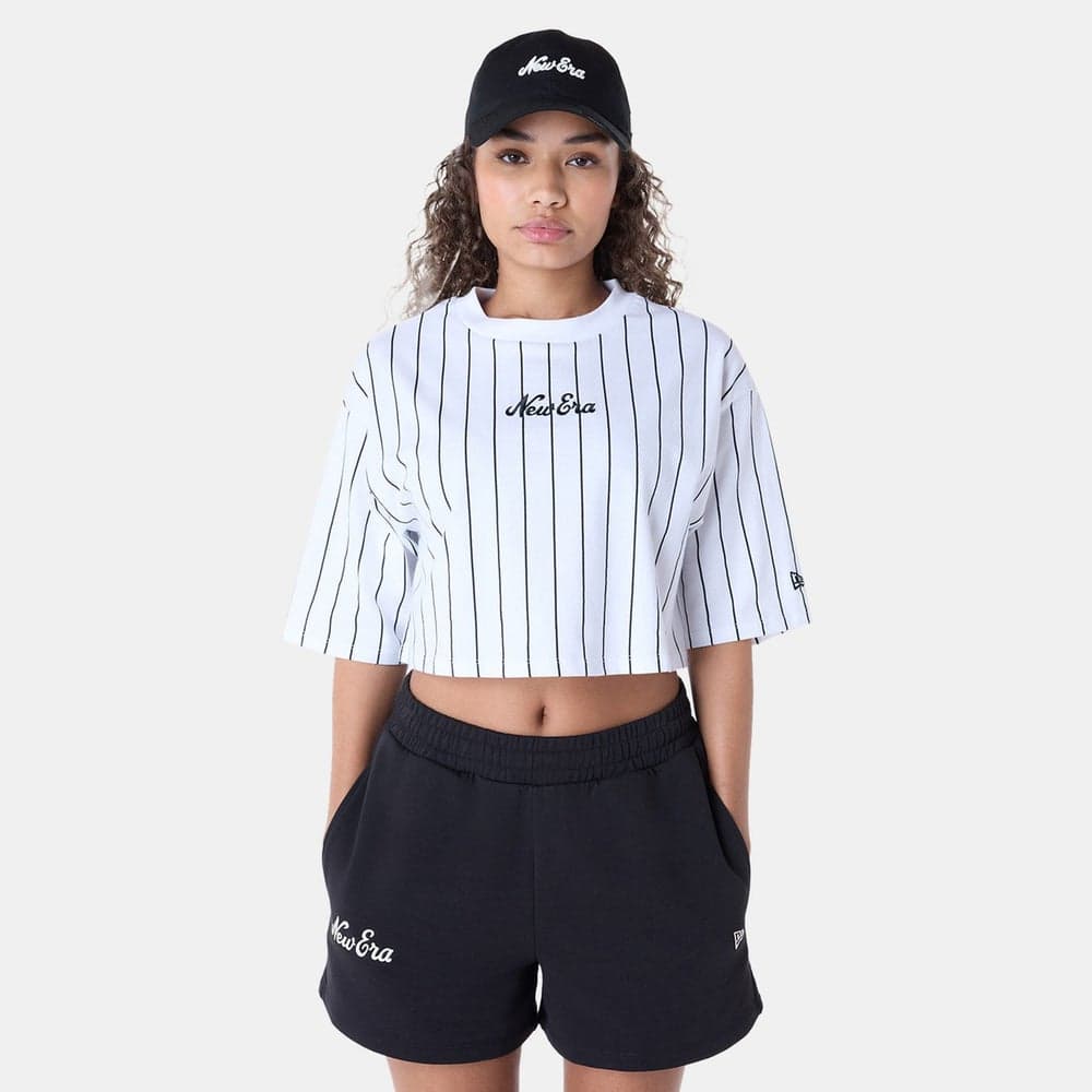 Women's Pinstripe Cropped Cotton T-Shirt - Image 1