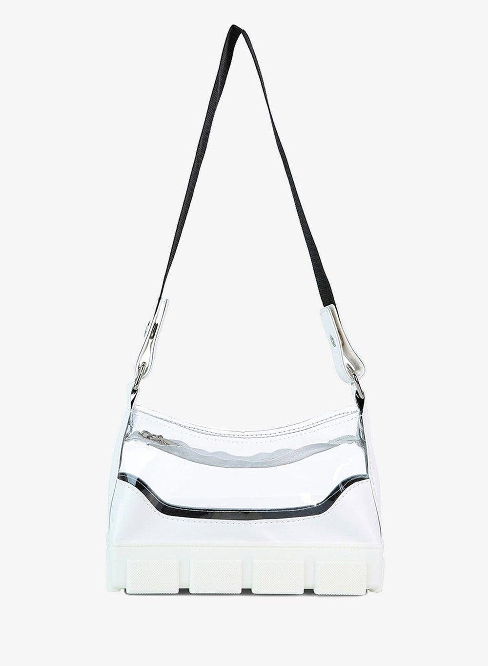 White Clear Utility Handbag with Chunk Platform - Image 1