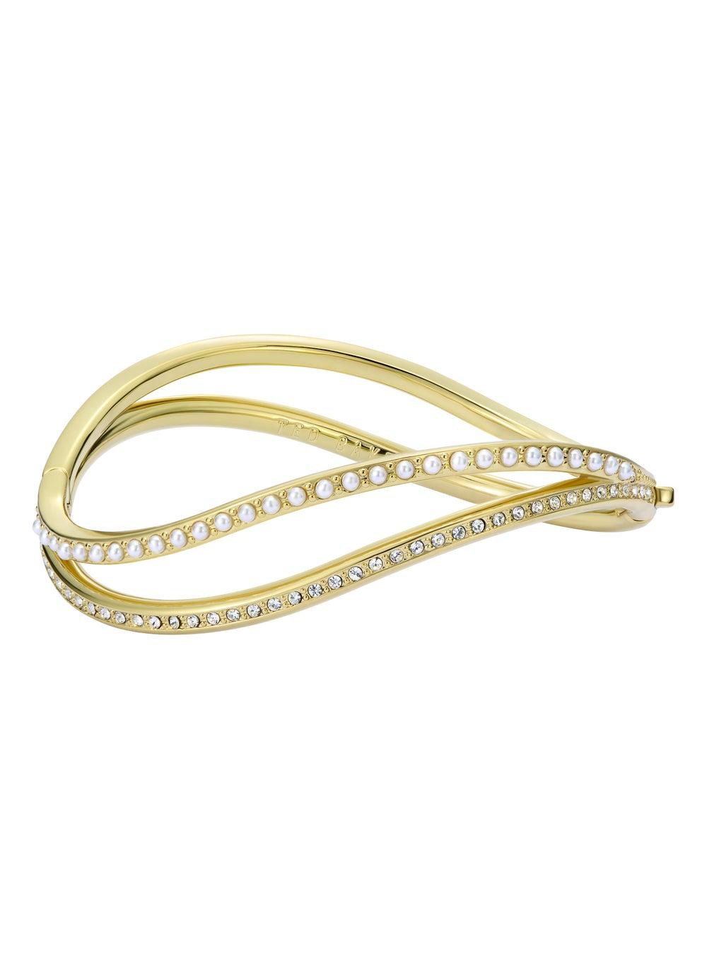 Jewelled Wave Hinged Bangle Bracelet - Image 1