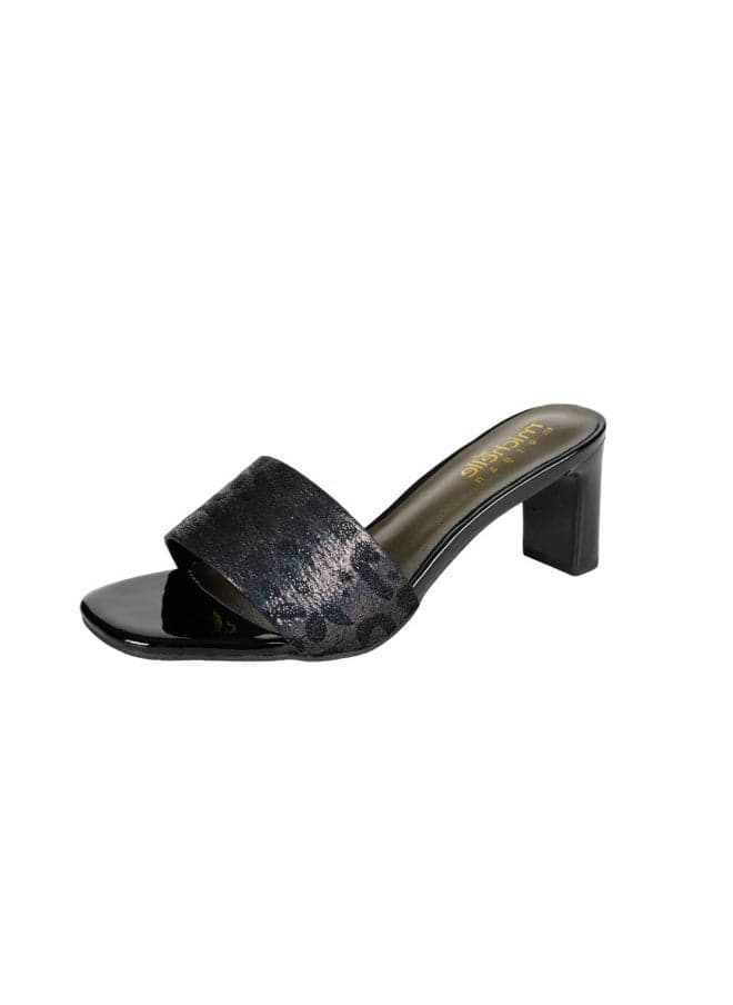 092-2674 Michelle Morgan Black Block Heel Mule Slip-Ons - Image 1