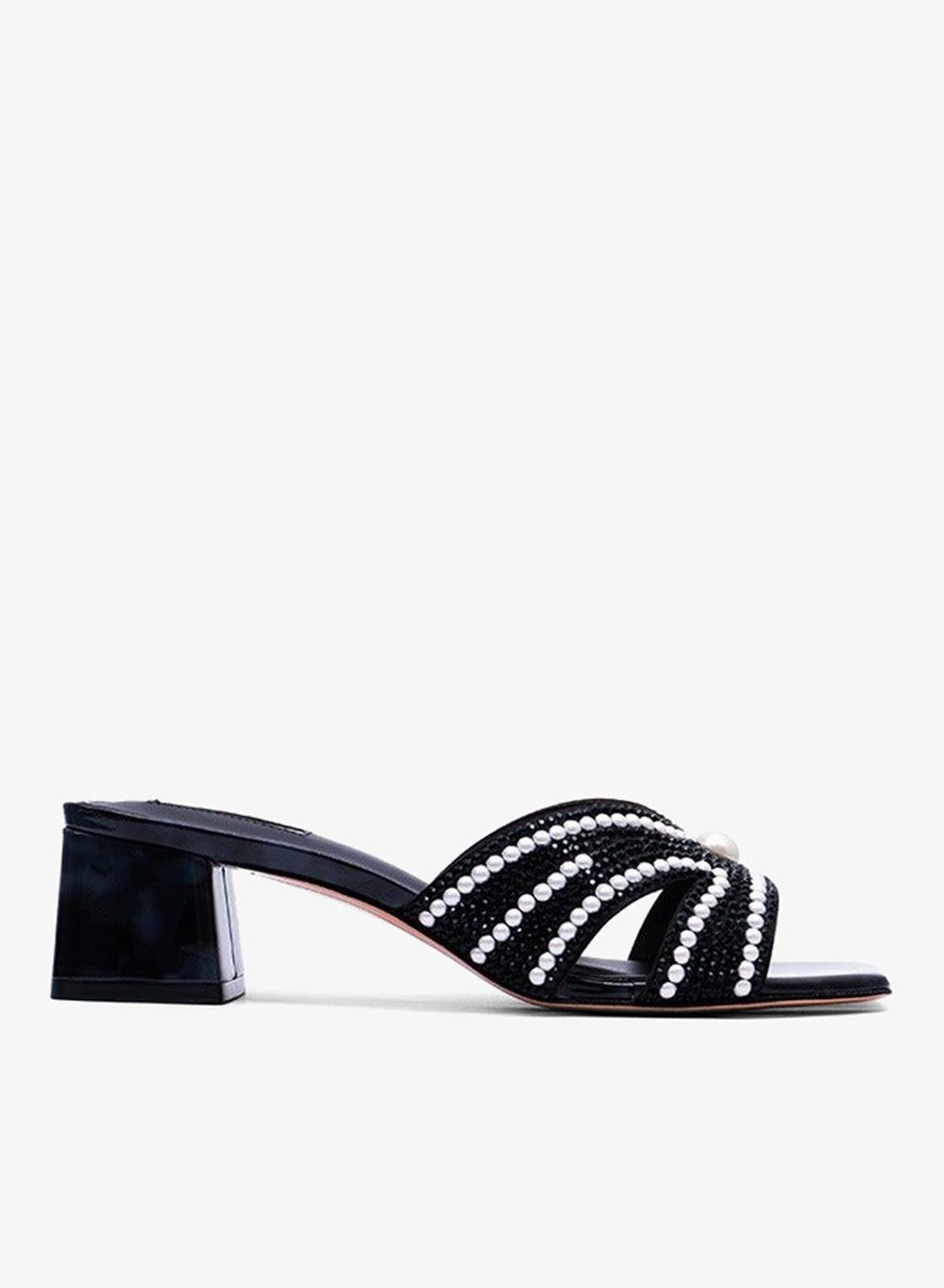 ALAN Crystal Pearl Heeled Sandals - Image 1