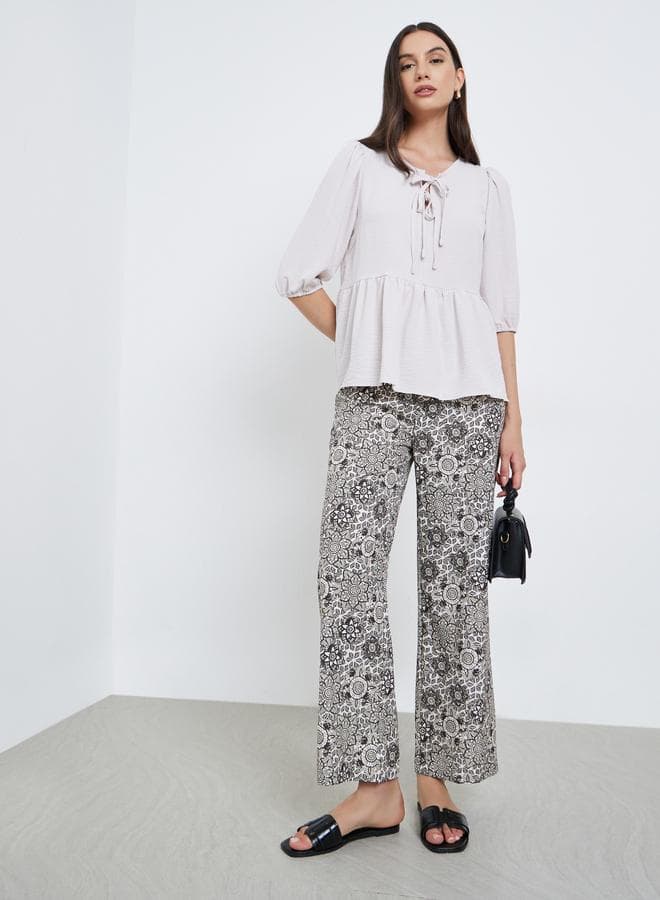 Take Two Ruffle Hem Printed Pants Set - Image 1