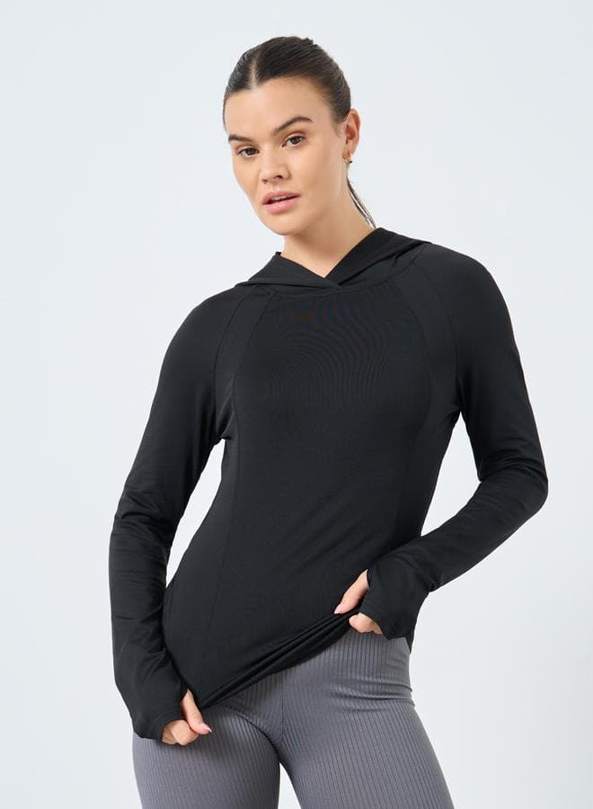 Contour Stitch Detail Hooded Top - Image 1