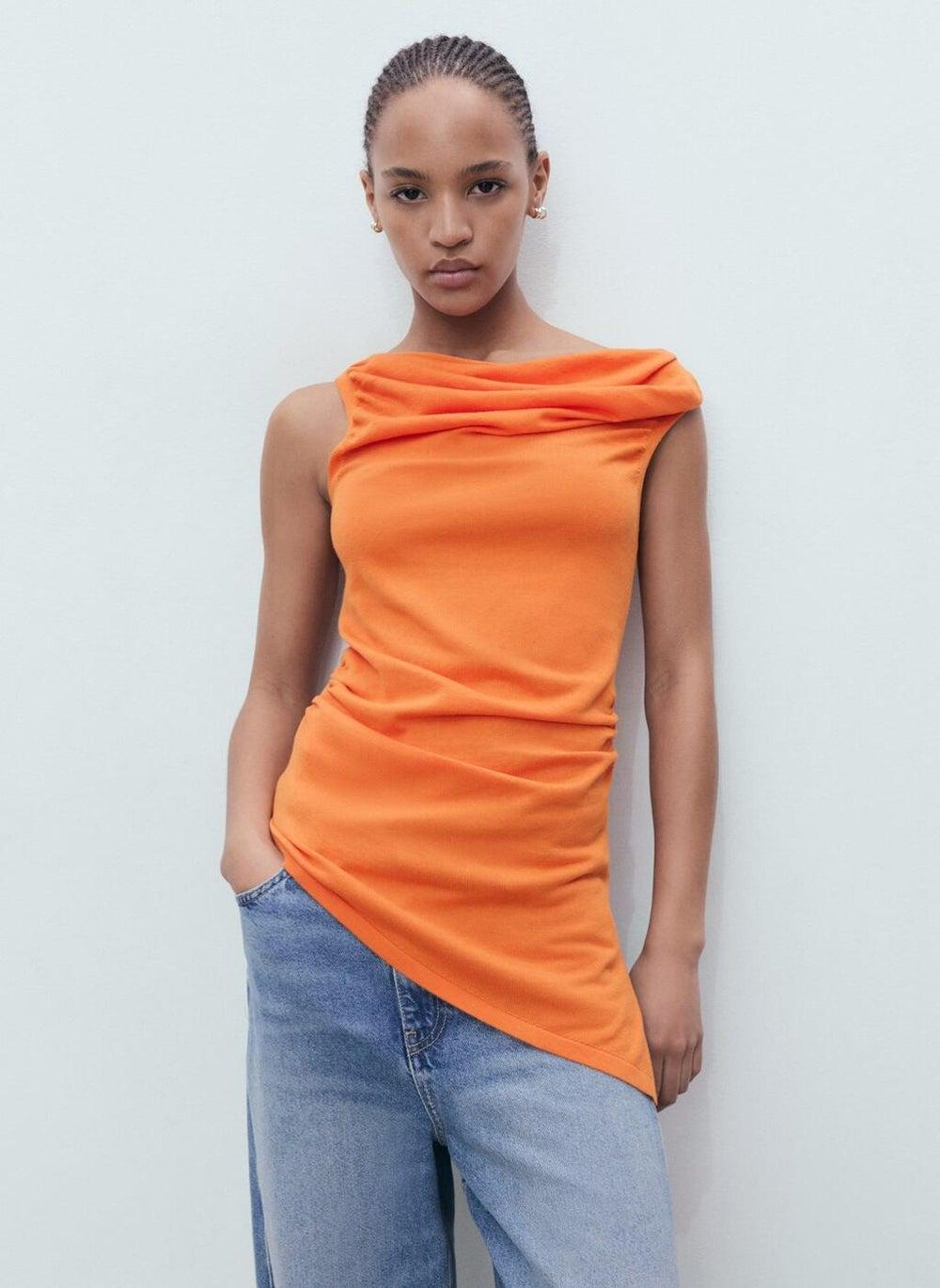 Draped Knitted Crop Top - Image 1