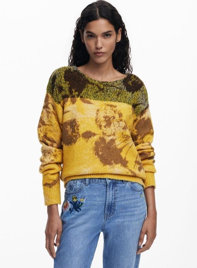 Jacquard Floral Sweater - Image 1