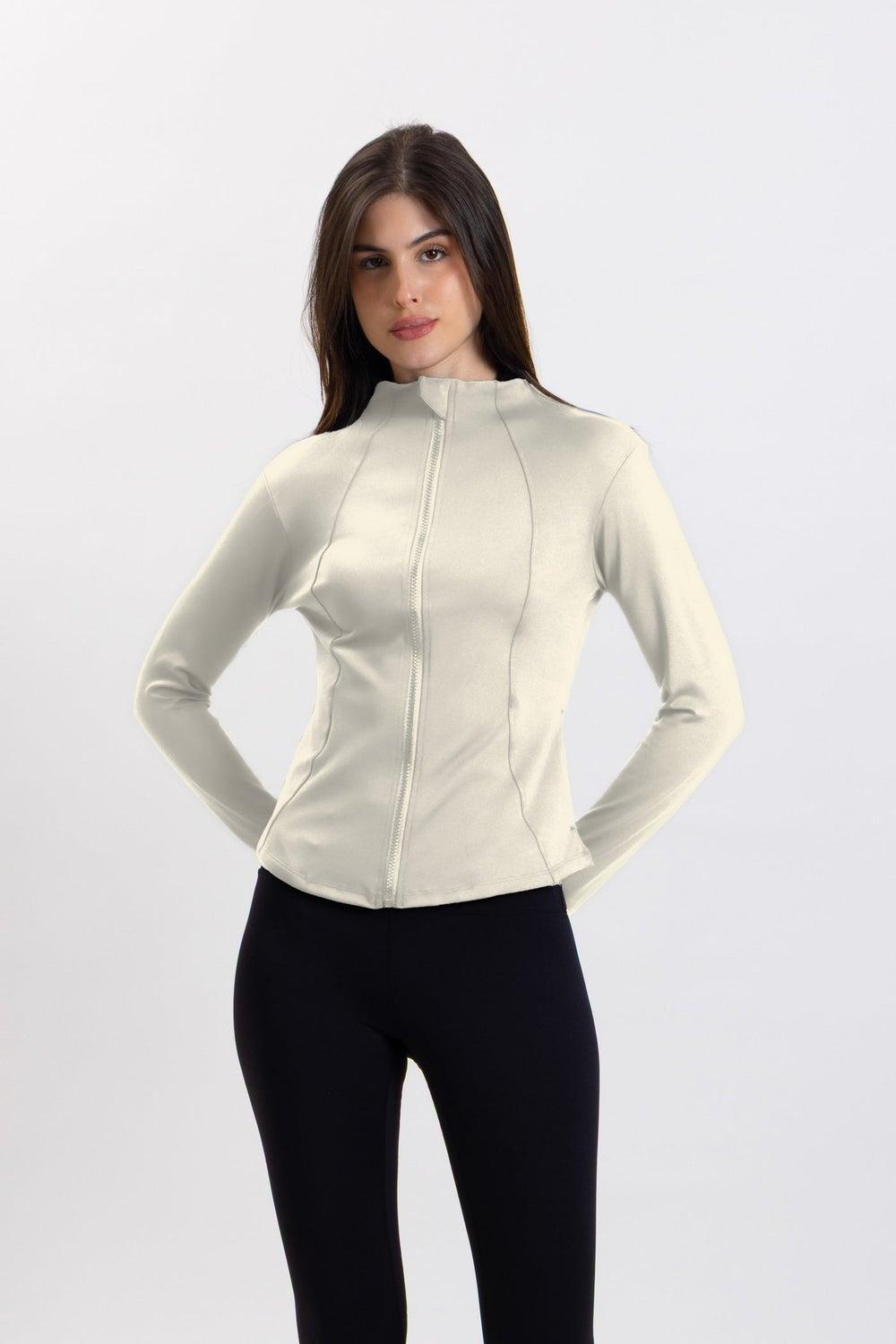 Detailed Sculpt Zip-Up Top for Women - Image 1