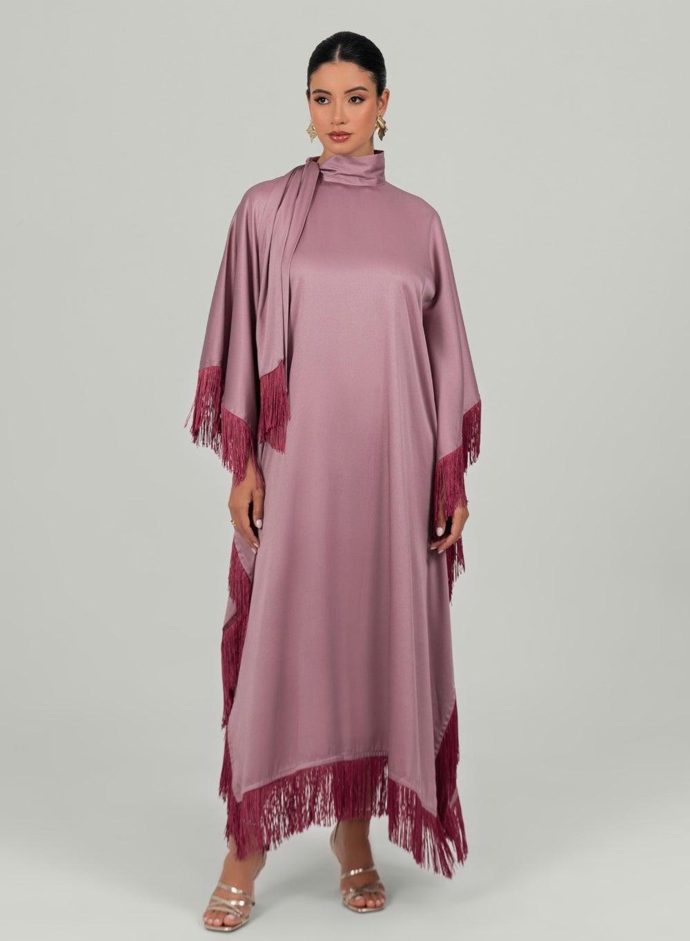 Amara Ankle-Length Crepe Kaftan with Contrast Detail - Image 1