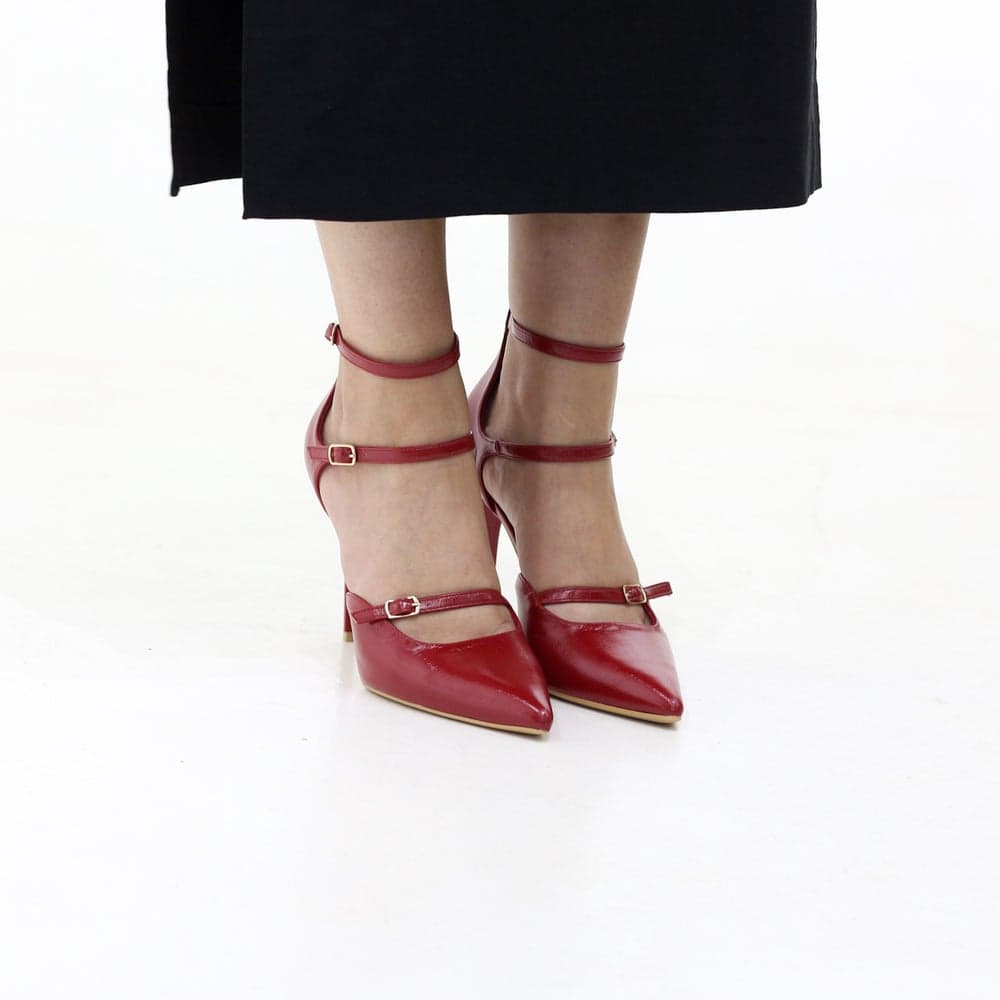 Moss Triple-Strap Pointed Stiletto Heel, 10.5CM - Image 1
